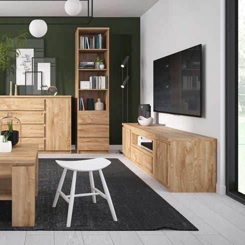 Fribo 2 door 4 drawer wide sideboard in Oak